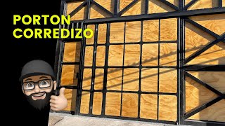 Como hacer PORTON CORREDIZO de metal y madera [upl. by Emelda]