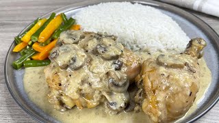 POLLO EN SALSA DE CHAMPIÑONES  Receta fácil y deliciosa [upl. by Meier763]