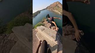 Wait For It…🤯 parkour freerunning shortsfeed rooftop mountains running jump spiderman [upl. by Lilia]