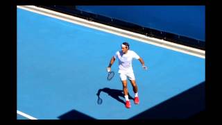 Roger Federer Groundstroke Volley Serve Return Practice Australian Open 2014 [upl. by Kelwen]