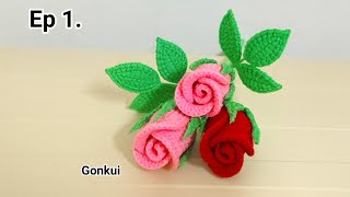 🌹Ep1Petals  Easy crochet rose for beginners  Crochet Flower Bouquet crochetflower [upl. by Johnathon]