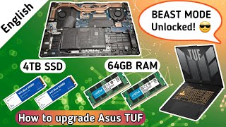 Eng How to Upgrade ASUS TUF F17 Gaming Laptop  64GB RAM amp 4TB NVME SSD update DIY [upl. by Ettenyl991]