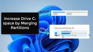 Increase Drive C Space by merging partitions windows10 partition [upl. by Enahsed563]