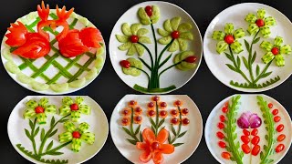 5 Super Salad Decoration Ideas Beautiful Salad Decoration With Tomato Cucumber and Onion Plate Art [upl. by Arihsan]