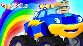 Find Rainbow Colors 🌈 with Monster Trucks  Nursery Rhymes for Kids  GiggleBellies [upl. by Egiaf]