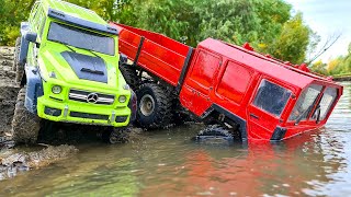 Mercedes G63 6x6 and MAN KAT 6x6 Cross River Action [upl. by Yeleek340]