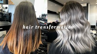 HAIR TRANSFORMATION SILVERASH BLONDE IN ONE SESSION  PROCESS  AFTERCARE [upl. by Oinigih]