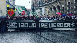 Great corteo and tifos werder bremen fans  120 jahre werder bremen  SVW  FCA 10022019 [upl. by Aniaj11]