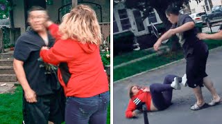 Karens Gets KNOCKED OUT After Neighbors Fight Back [upl. by Ikila]