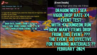 Vigor Event Drop Rate x4 Test With 4x DG DN SEA Feb 2024  How Many Items Drop From Vigor Drop x4 [upl. by Naro]