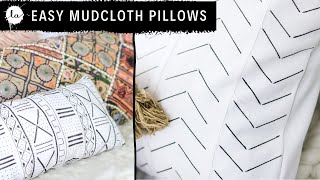 Pinterest Inspired black and white pillows  DIY Mudcloth Pattern Fabric [upl. by Harvison572]