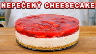 Nepečený cheesecake s jahodovým želé  Viktor Nagy  recepty [upl. by Eneles996]