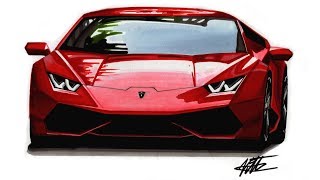 How to Draw a Realistic Supercar  Lamborghini Huracan  Tutorial [upl. by Hameean]