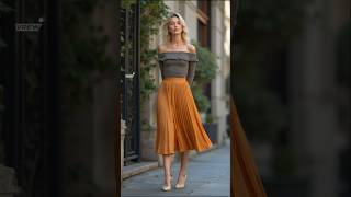 2024 Autumn fall street fashions  voluminous pleated midi skirt styles [upl. by Kendrick]