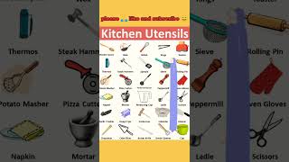 Learn the names of kitchen 🧺🥗🍝 utensilsshortsenglish kitchen learn [upl. by Eiliah733]