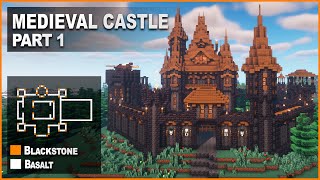 Minecraft How to build a Blackstone Medieval Castle  Tutorial [upl. by Fletcher]