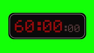 Red digital stopwatch 1 hr  GREEN SCREEN One hour [upl. by Alilahk941]