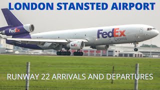 London Stansted Airport Plane spotting  Runway 22 Arrivals and Departures [upl. by Yellas]