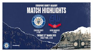 Stockport County B Vs Bolton Wanderers B  Match Highlights  210323 [upl. by Fellner]