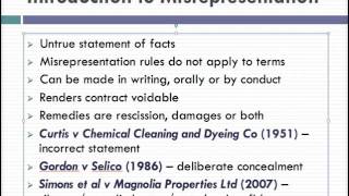 Misrepresentation Lecture 1 of 4 [upl. by Akimihs]