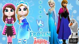 My talking Angela 2🚀😍 Frozen Queen Elsa and Anna ❄️💙Vs Angela🥰 Gameplay Cosplay makeover New Update [upl. by Idok42]