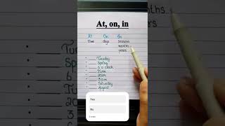 Prepositions on at in with English explanation HarishKumarM5 [upl. by Ainerbas960]