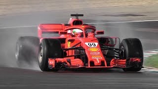 Antonio Giovinazzi Developing 2019 Pirelli F1 Wet Tires w a Ferrari SF71H [upl. by Inman603]