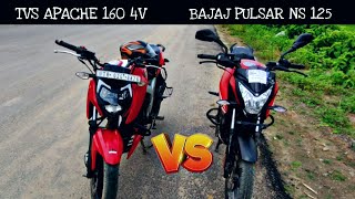 Tvs apache 160 4v bs6 vs Bajaj pulsar ns 125 bs6  full review comparison [upl. by Efeek]