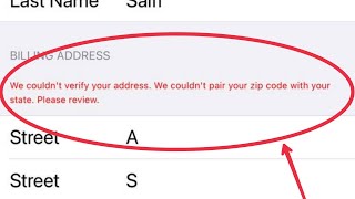iPhone  App Store Fix We couldnt verify your address We couldnt pair your zip code Problem [upl. by Aslam]