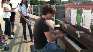 Me playing Gladiolus Rag by Scott Joplin on a piano on a pedestrian bridge in Austin Texas [upl. by Eutnoj]