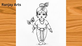 Little Krishna DrawingEasy and Simple [upl. by Anilocin]