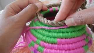 Indian Basket Weaving Part 4 curving inward catrionaakacat [upl. by Neel]