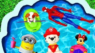 Pool Of Toys Nursery Rhymes and Learn Colors with Super Heroes Pj Masks and Paw Patrol [upl. by Yelime]