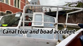 Canal tour Ghent Belgium And our boat accident [upl. by Rebmyk]