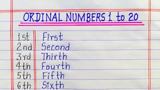 Ordinal Numbers 1 to 20 1 to 20 Ordinal numbers spelling in English [upl. by Nylimaj]