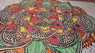 Traditional Madhubani Painting Fish The Art Of Mithila [upl. by Nybbor]