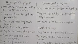 Difference between Thermoplastic and Thermosetting polymer class 12 polymer chemistry [upl. by Palmira779]