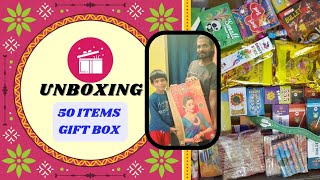 50 Items Gift Box Unboxing Video sivakasi crackers cracker Diwali unboxing unboxingvideo [upl. by Acinoj]