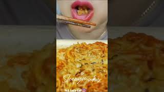 asmr cheesy samyang noodles fish cake  NE LETS EAT mukbang eating sounds shorts [upl. by Jere]