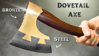 Making a bronze hatchet with a steel blade  Dovetail Axe [upl. by Iak]