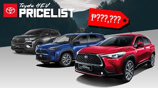 2024 TOYOTA HYBRID ELECTRIC VEHICLE HEV  FULL LIST amp PRICES PH [upl. by Dnomso]