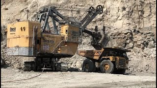 Coal mine  Electric shovel and Holpack on work [upl. by Hakaber]