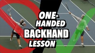 Tennis Lesson One Handed Backhand Technique  Drills and Tips [upl. by Ariaec422]