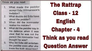 NCERT  The Rattrap  Class 12  English  Chapter 4  Think as you read  Question Answer  Part 3 [upl. by Amada]