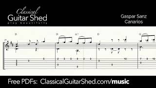 Sanz Canarios  Free sheet music and TABS for classical guitar [upl. by Imray530]