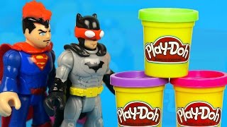 Play Doh Costume Party with Batman and Superman KidCity [upl. by Ellennahs]