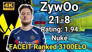 ZywOo 218 Rating194 nuke  Aug 22 2024 cs2 pov [upl. by Zennas]