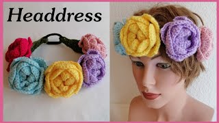 Crochet Headdress 💜💛 Roses design [upl. by Ahsema309]