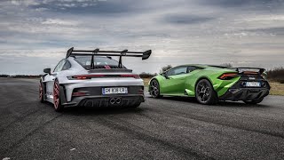 Drag race  992 GT3 RS VS Huracan Tecnica [upl. by Oyr]