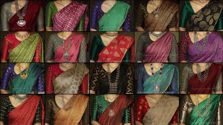 Simple Silk Saree Brocade Blouse Front Neck Designs😍Trendy Brocade Silk Fabric Blouse Designs ❤️ [upl. by Erde]